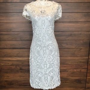 Short Sheer Sleeve Embroidery White Cocktail Dress